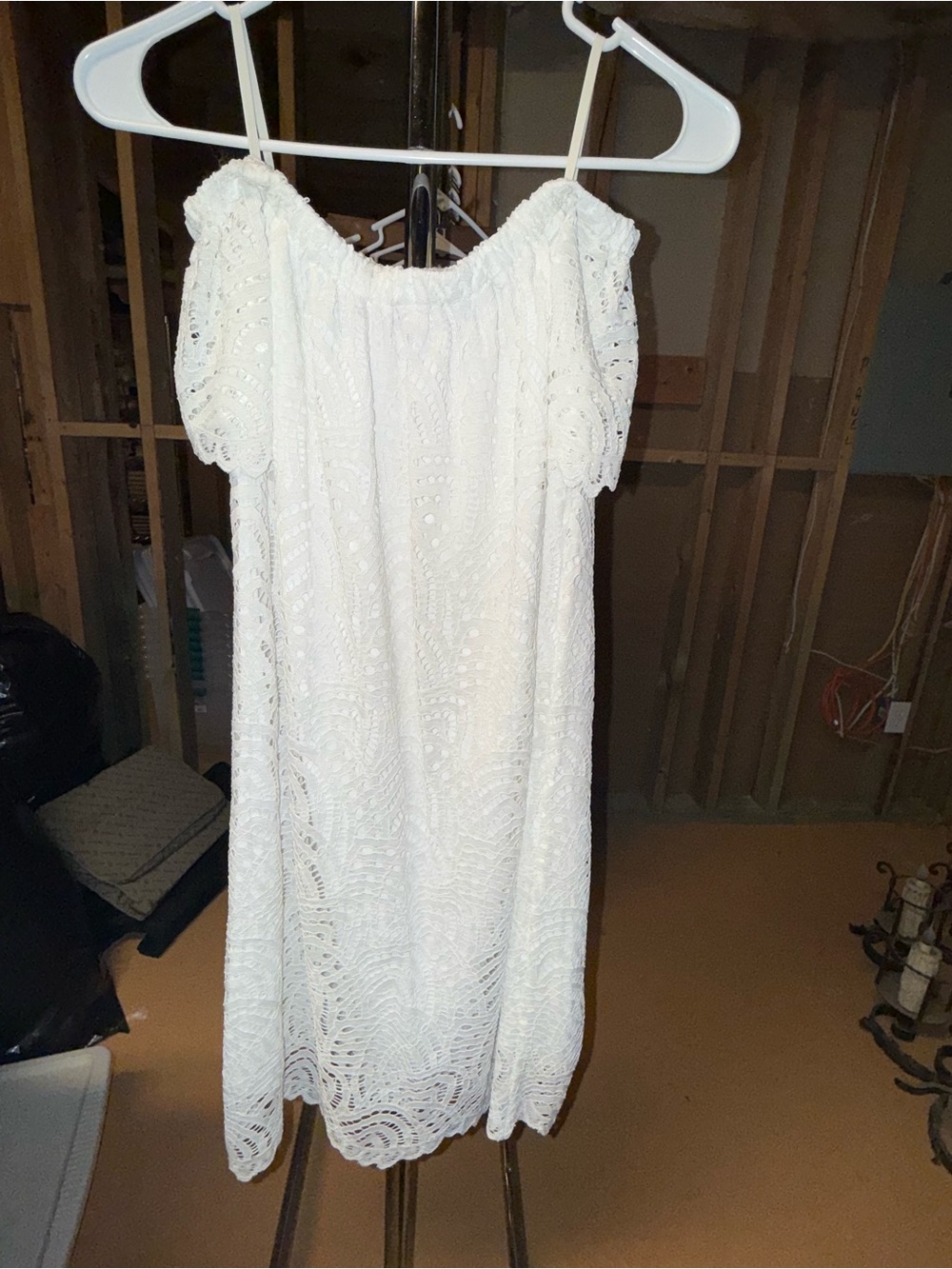 Lilly Pulitzer White Off-Shoulder Lace Mini Dress